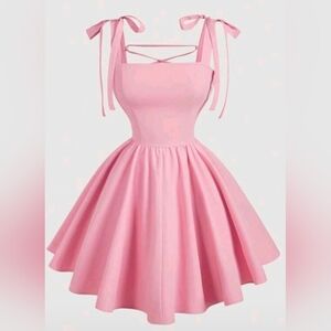 SHEIN Blush Pink Bow Strap Mini Dress